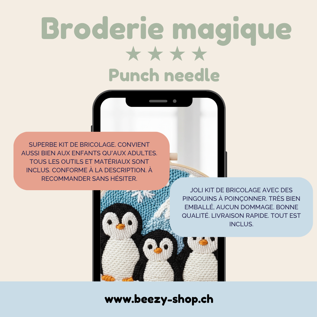 Kit de Broderie Magique Beezy 🧵🧸 - Punch Needle